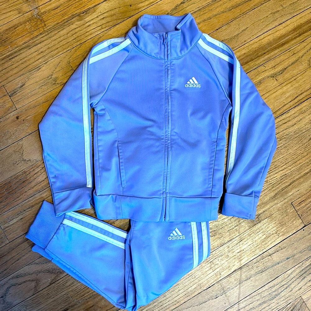 Adidas light purple toddler track suit